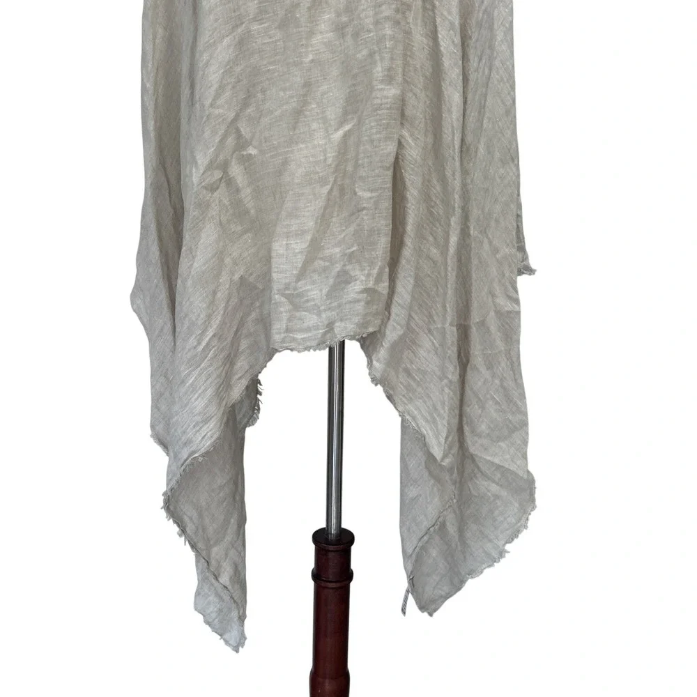 Crown Linen Designs Shawl Asymmetric 100% Linen Oatmeal Beige Natural